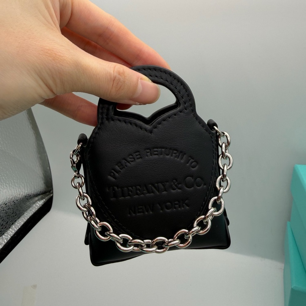 Tiffany & Co. New Black Leather Nano Rtt Bag Charm
